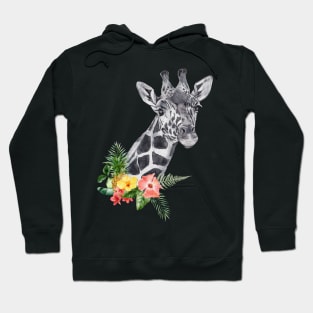 Floral Wild Giraffe Camelopard Spirit Animal Wildlife Rescue Hoodie